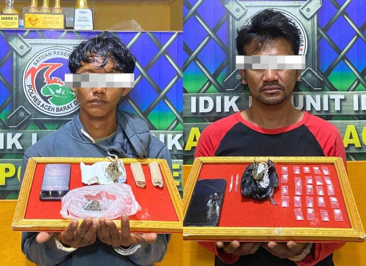 Dua Pengedar Sabu dan Ganja Diamankan di Susoh, Aceh Barat Daya