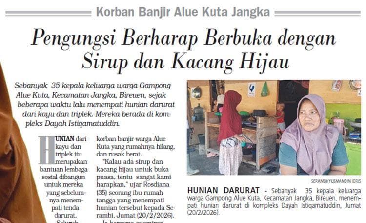 Pengungsi Banjir Bireuen Berharap Berbuka dengan Sirup dan Kacang Hijau