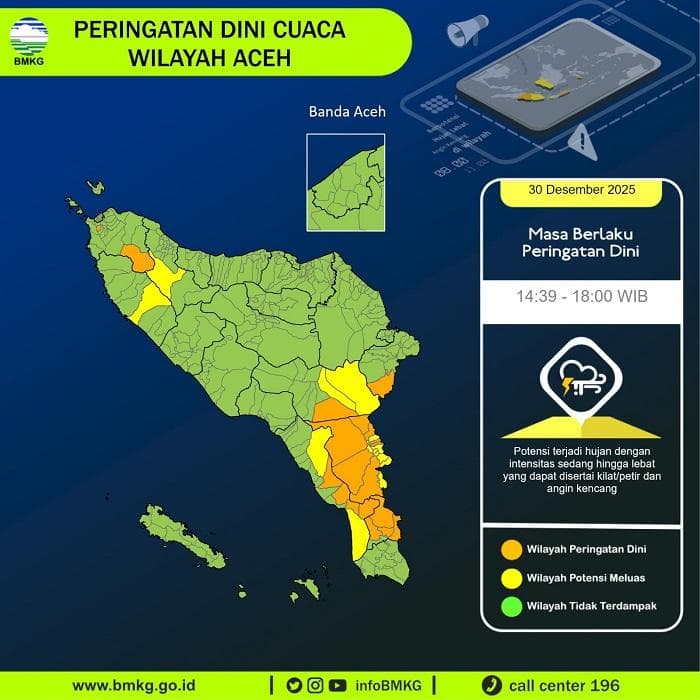 BMKG: Waspada Hujan Lebat di Aceh, Risiko Banjir dan Longsor
