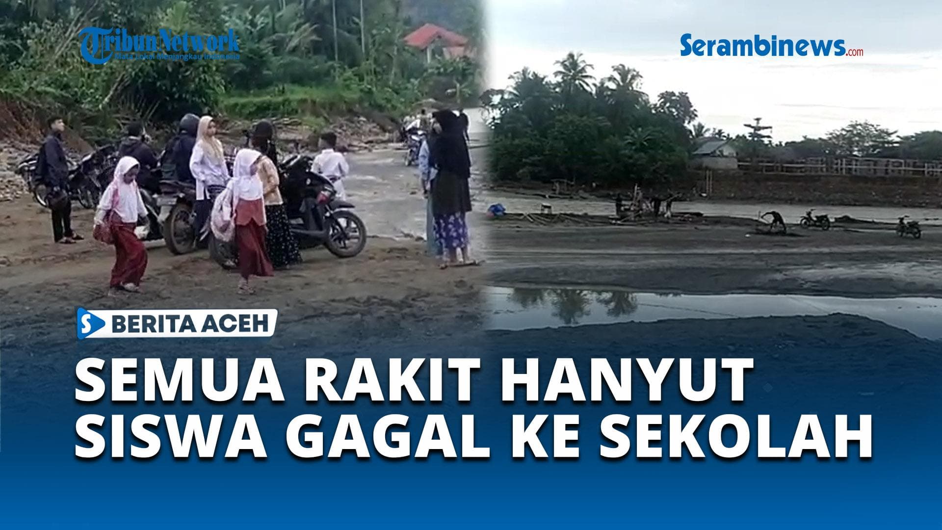 Rakit Penyeberangan Pelajar Sawang Hanyut, Akses Sekolah Terputus Lagi