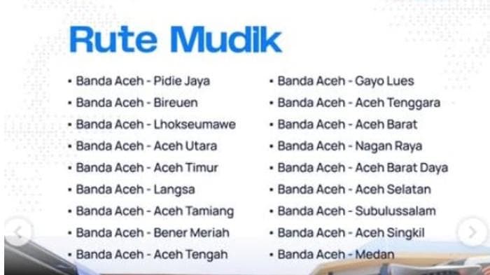 Mudik Gratis Pemerintah Aceh Dibuka 3 Maret, Layani 18 Rute hingga Medan