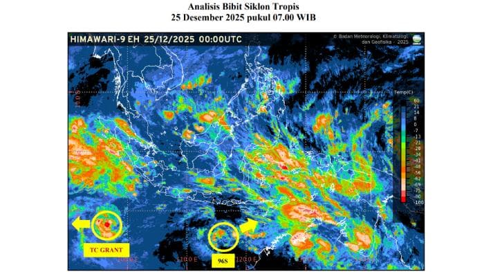 TCWC BMKG Deteksi Bibit Siklon Tropis 96S di Samudera Hindia: 24 Jam ke Depan Cenderung Persisten