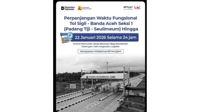 Tol Sigli–Banda Aceh Perpanjang Operasional hingga 2026 untuk Logistik Bencana