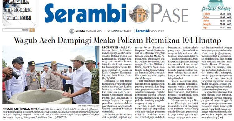 104 Huntap untuk Warga Kuala Cangkoy Aceh Utara Diresmikan Wagub dan Menkopolkam