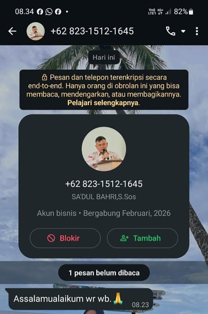 Waspada Penipuan WhatsApp Catut Foto Ketua PWI Aceh Barat Sa'dul Bahri