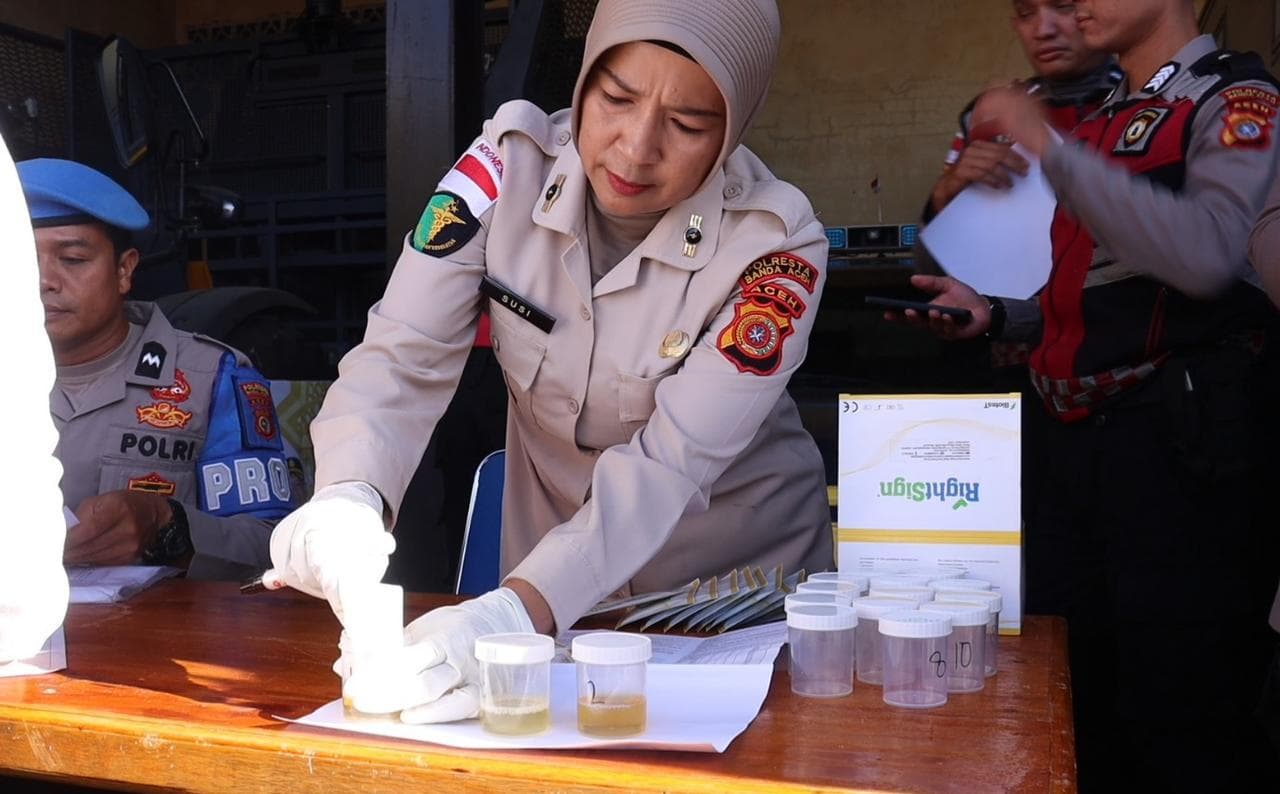 Polresta Banda Aceh Lakukan Tes Urine Mendadak Cegah Narkoba di Internal