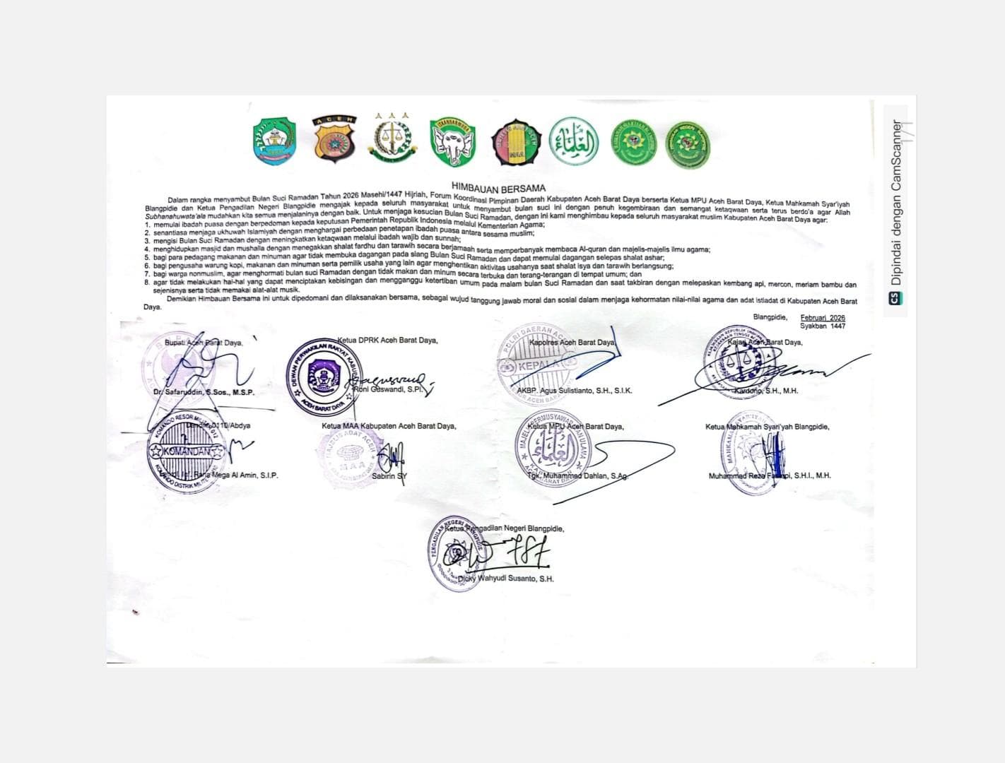 Forkopimda Abdya Imbau Warga Hormati Ramadhan dengan 8 Poin Penting