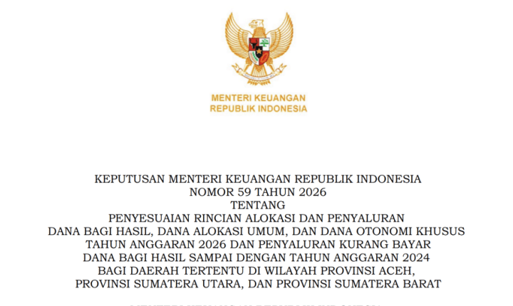 Aceh Dapat Tambahan Rp 824,8 Miliar untuk Pemulihan Pascabencana