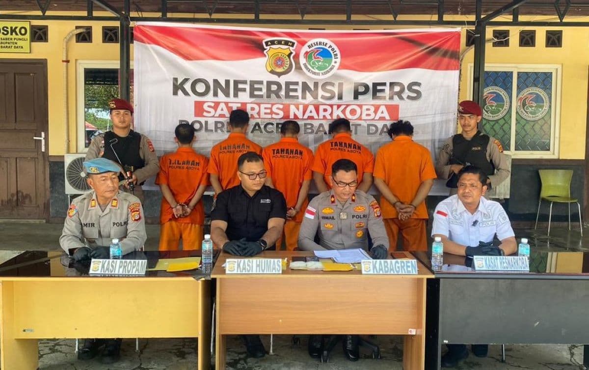 Polisi Aceh Barat Daya Tangkap Lima Tersangka Narkotika, Amankan Ratusan Gram Sabu